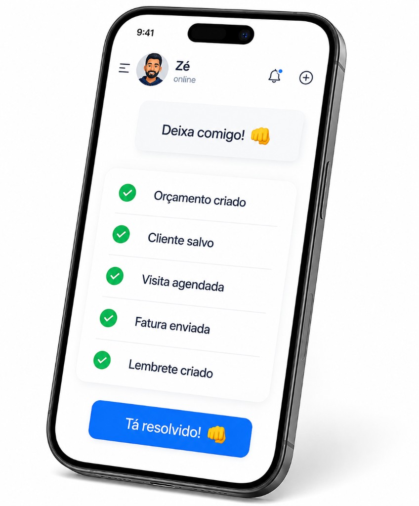 Celular com checklist do Zé resolvido